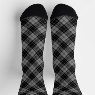 Douglas tartan black gray plaid socks