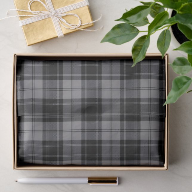 Douglas tartan black gray plaid tissue paper (Gift)