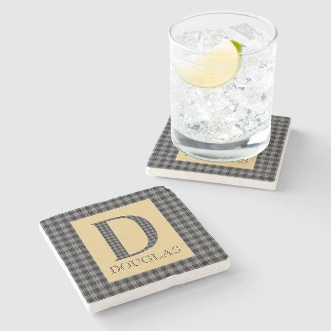 Douglas Tartan Monogram D  Stone Coaster (Side)