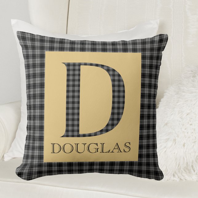 Douglas Tartan Monogram D  Throw Pillow (Creator Uploaded)