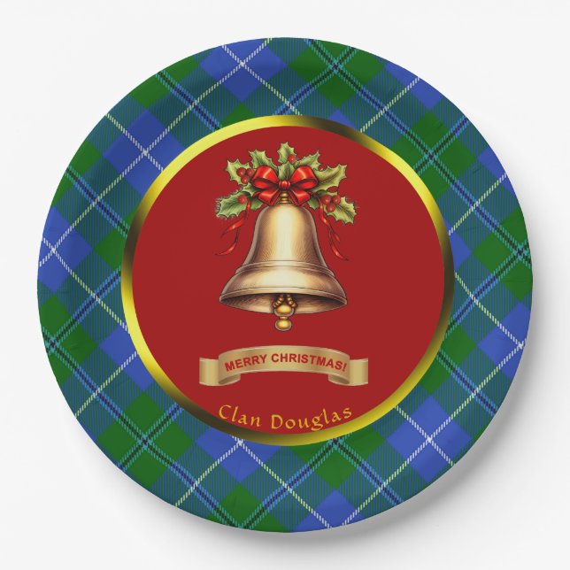Douglas Tartan Personalized Christmas Paper Plates (Front)