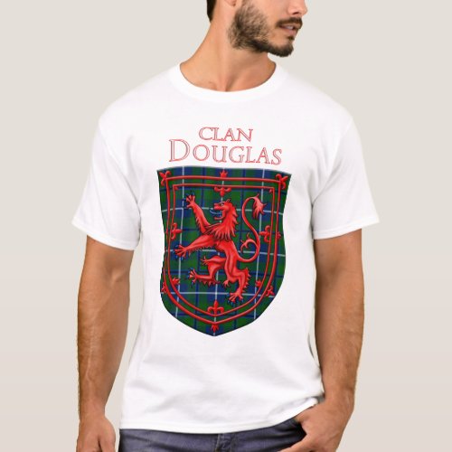 Douglas Tartan Scottish Plaid Lion Rampant T_Shirt