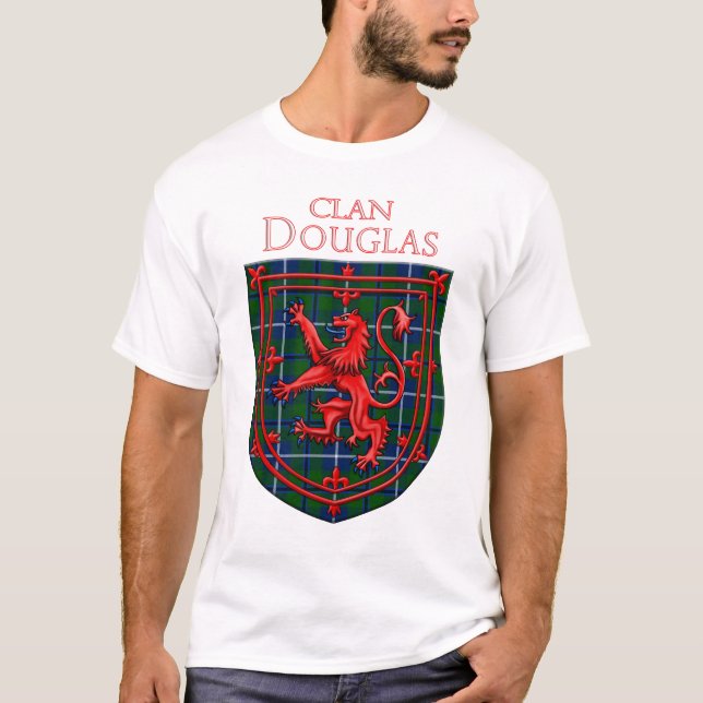 Douglas Tartan Scottish Plaid Lion Rampant T-Shirt (Front)
