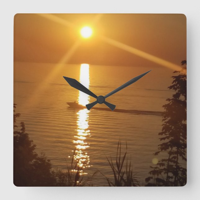 Doug's boat square wall clock (Front)