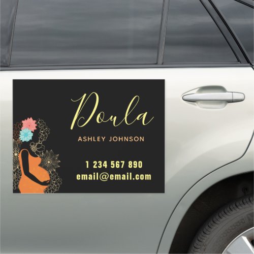 Doula Birth Coach Midwife Floral Calligraphy  Car Magnet
