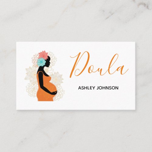Doula Birth Coach Midwife Floral Calligraphy White Business Card