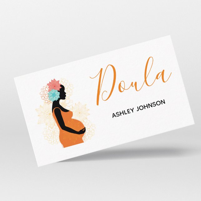 Doula Birth Coach Midwife Floral Calligraphy White Business Card (Creator Uploaded)