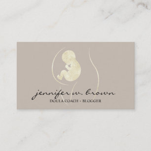 Doula Birth Coach Pregnant Gold Baby Newborn Business Card
