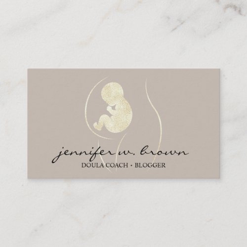 Doula Birth Coach Pregnant Gold Baby Newborn Business Card