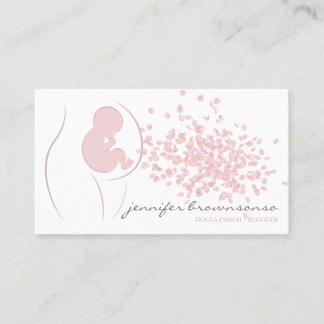 Doula Birth Coach Pregnant Simple Pink Business Card