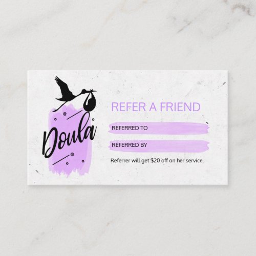 Doula Birth Coach REFER A FRIEND Business Card