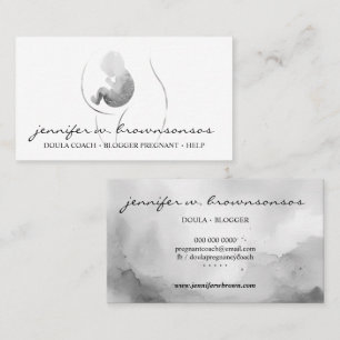 Doula Birth Gray Pregnant Baby Newborn Business Card