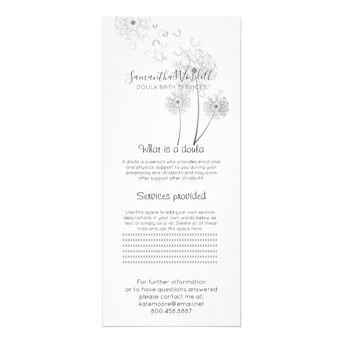 Doula Birth Midwife Illustrated Flowers Rack Card | Zazzle.com