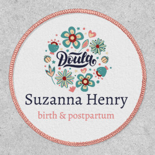 Doula Birth Postpartum Pink Floral Logo Patch