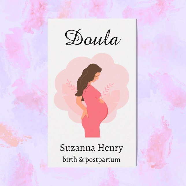 Doula Birth Postpartum Pink Pregnant Business Card (Creator Uploaded)