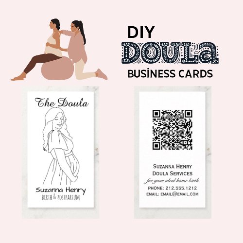 Doula Birth Postpartum Pregnant Line Drawing  Business Card