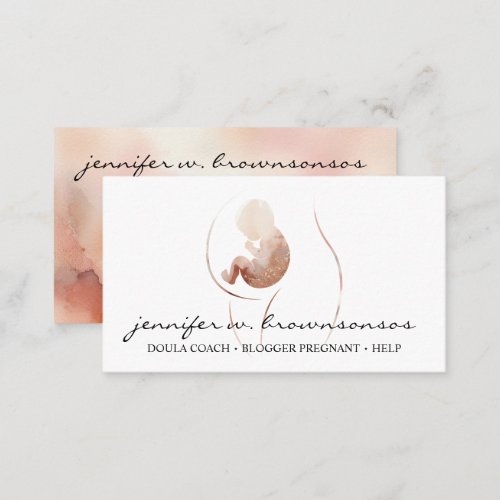 Doula Birth Watercolor Pregnant Baby Newborn Business Card