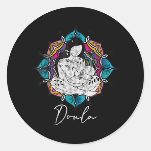 Doula Floral Birth Companion Gift Birth Coach Assi Classic Round Sticker