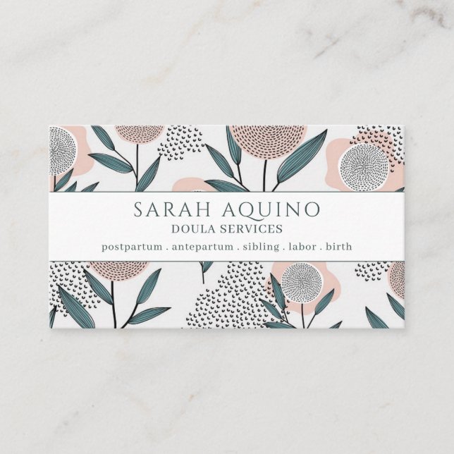 Doula Floral Pattern Business Card (Front)