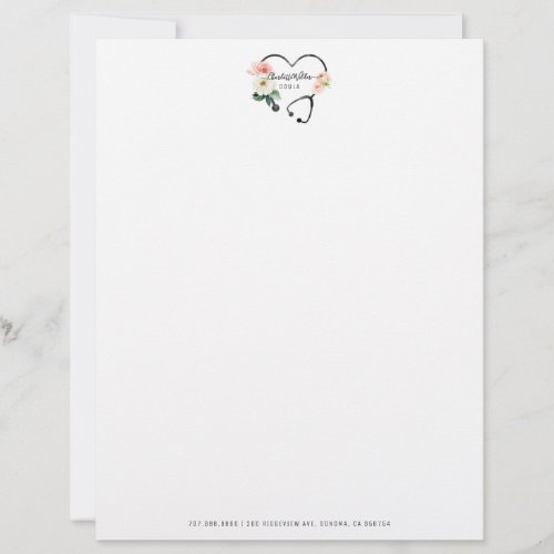 Doula Floral Stethoscope  Letterhead