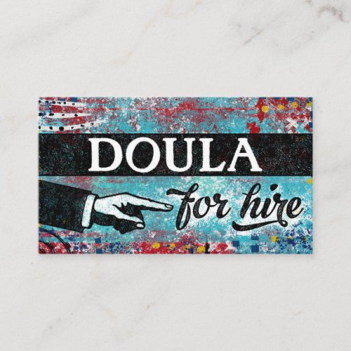 Doula For Hire Business Cards _ Blue Red