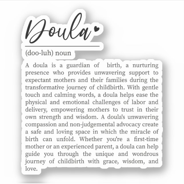 Doula Gift, Birth Worker, Doula Definition Sticker (Front)