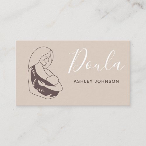 Doula Midwife Birth Coach Boho Neutral Pastel Baby Business Card