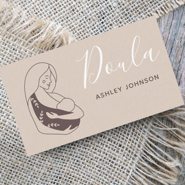 Doula Midwife Birth Coach Boho Neutral Pastel Baby Business Card (Creator Uploaded)