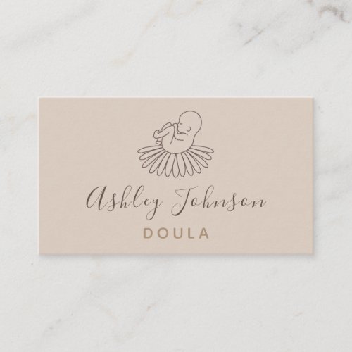 Doula Midwife Birth Coach Elegant Boho Floral Baby Business Card
