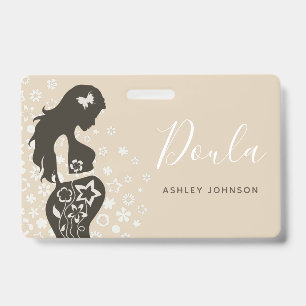Doula Midwife Birth Coach Floral Women Silhouette Badge