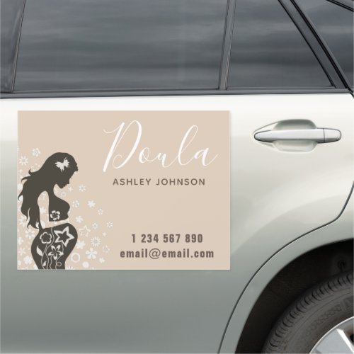 Doula Midwife Birth Coach Floral Women Silhouette  Car Magnet