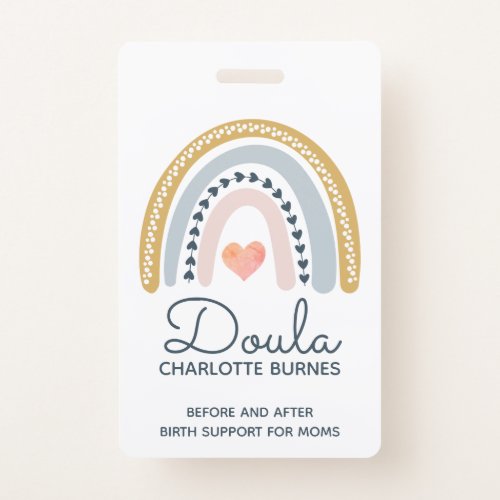 Doula Midwife Birth Coach Watercolor Rainbow Badge