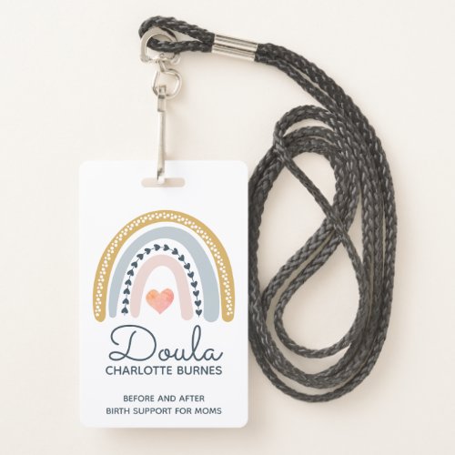 Doula Midwife Birth Coach Watercolor Rainbow Badge