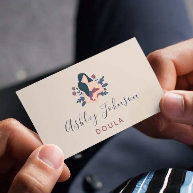 Doula Midwife Birthing Coach Elegant Bohemian Boho Business Card (Creator Uploaded)