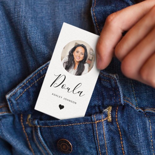 Doula Midwife Modern Add Your Photo  Heart Business Card