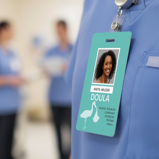 Doula Midwife Photo Identification Stork Delivery Badge (Sturdy, clear, and always ready for action, providing reliable identification day after day.)