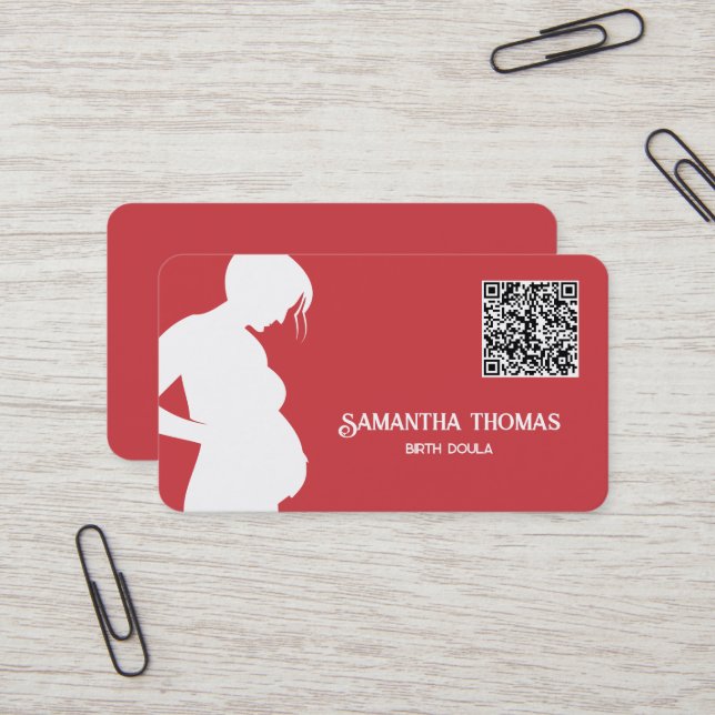 Doula Midwife QR Code Business Card (Front/Back In Situ)