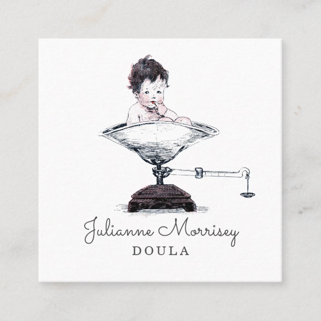 Doula Midwife Vintage Baby On Scale Business Card (Front)