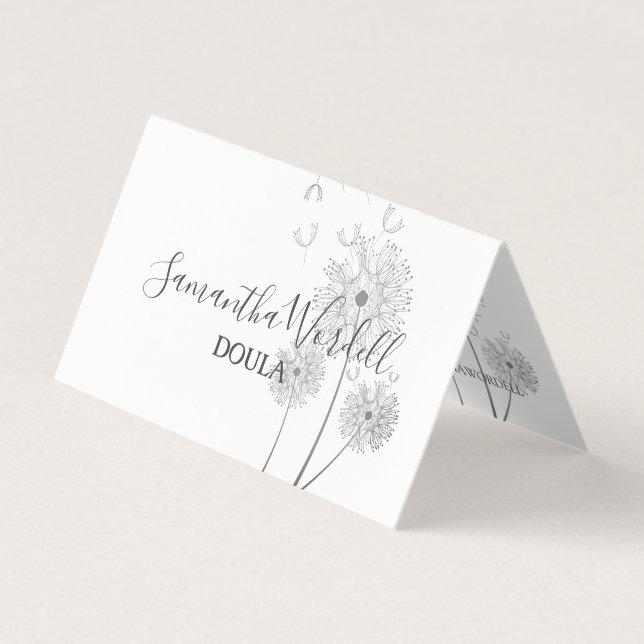 Doula Or Midwife Delicate Illustrated Flower Business Card (Front)