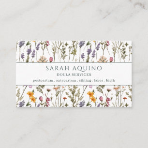 Doula Pink Purple Wildflower Pattern Business Card