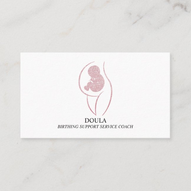 Doula Pregnancy Nurse Midwife Birth Coach Glitter Business Card