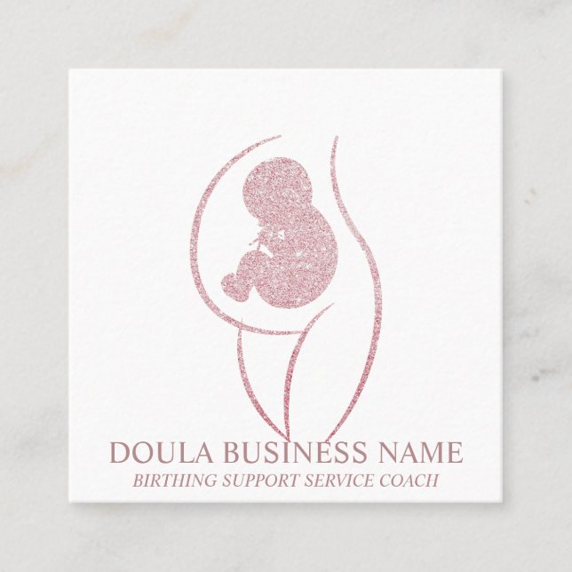Doula Pregnancy Nurse Newly Mom Birth Coach Baby Square Business Card (Front)