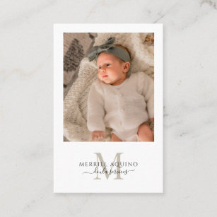 Doula Services Baby Photo Monogram Business Card