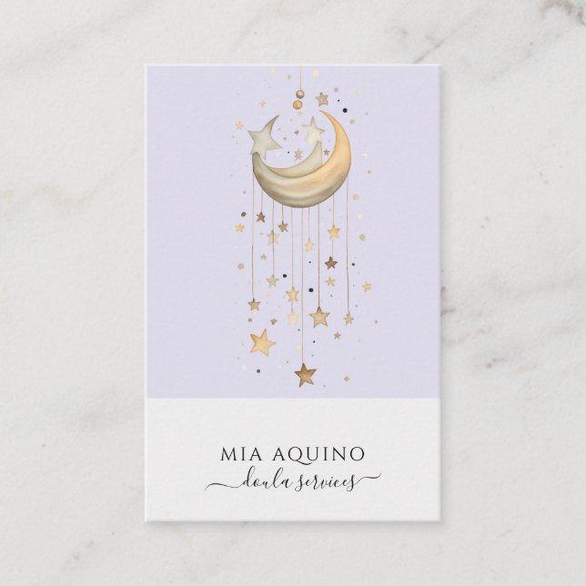 Doula Services Moon And Stars Business Card (Front)