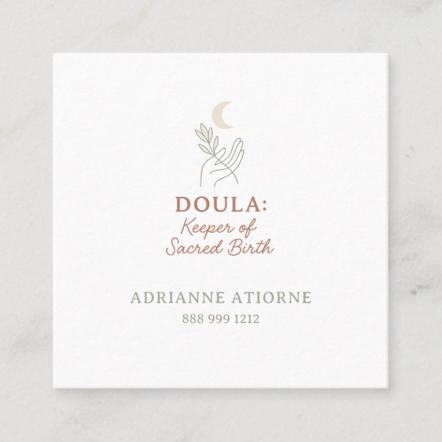 Doula simple elegant minimalistic  square business card (Front)