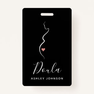 Doula Simple Minimal Clean Black & White Classic Badge