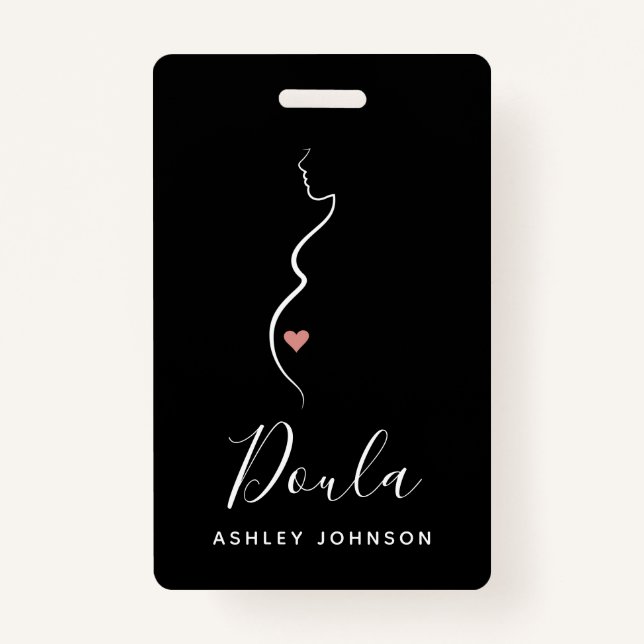 Doula Simple Minimal Clean Black & White Classic  Badge (Front)