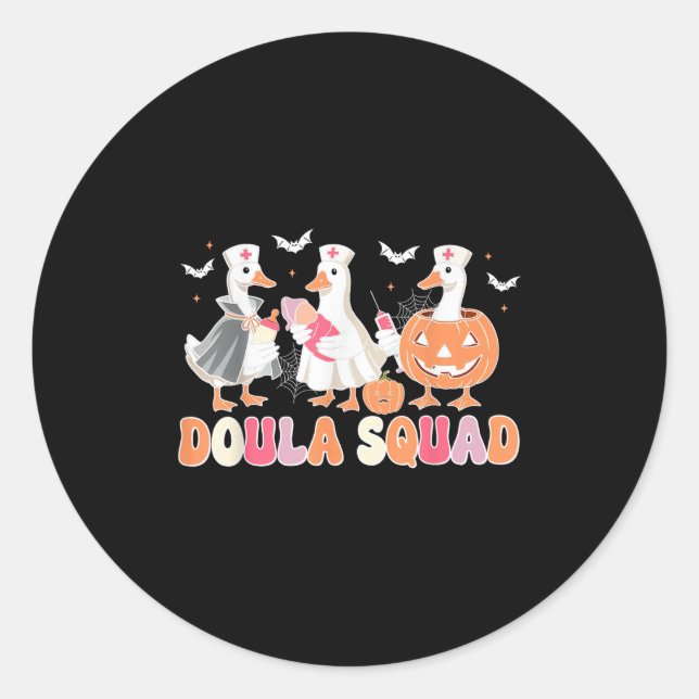 Doula Squad Goose Spooky Halloween Lactation Consu Classic Round Sticker (Front)