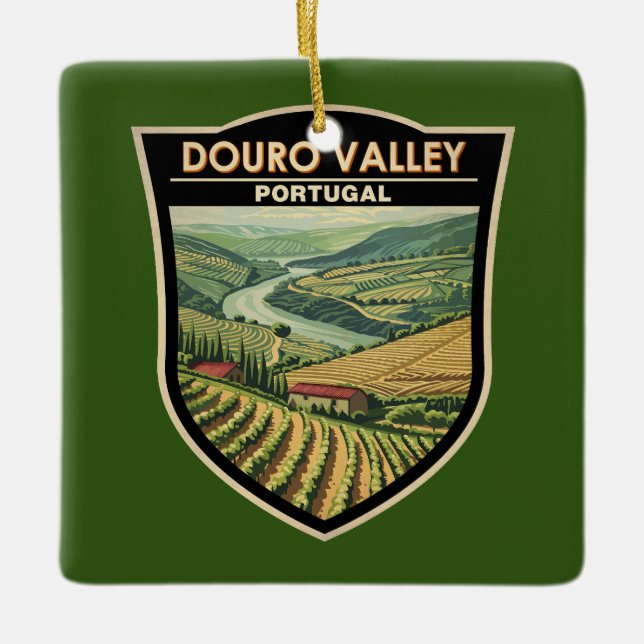Douro Valley Portugal Travel Art Vintage Ceramic Ornament (Front)