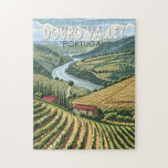Douro Valley Portugal Travel Art Vintage Jigsaw Puzzle<br><div class="desc">Douro Valley in a vector art style. The Douro Wine Region Valley,  up to Barca de Alva,  is the oldest demarcated wine region in the world.</div>